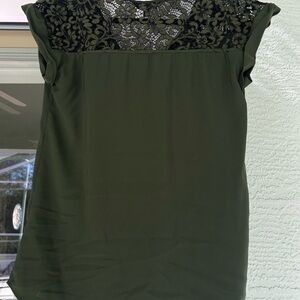 Elegant Lace Trim Green Top